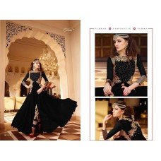 7101-B BLACK GLOSSY PARTY WEAR GEORGETTE DRESS